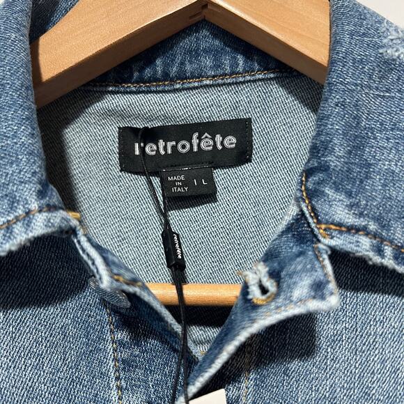 Retrofete Sibi Puff-Sleeve Denim Mini Dress Size L NWT - Picture 6 of 13